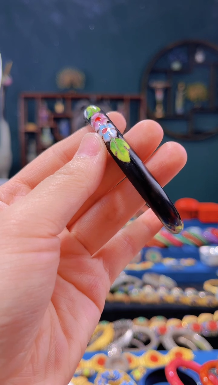 【闪购商品】非遗绝技 景漆结合手镯 黑 61圈