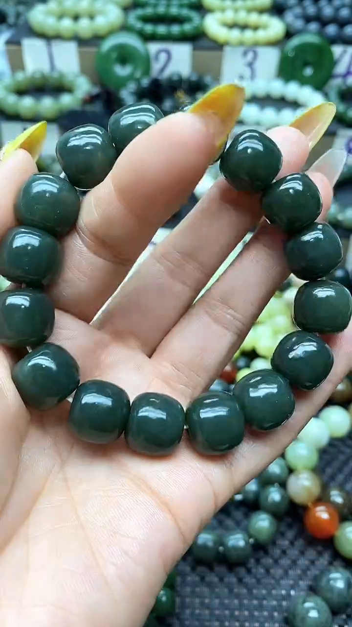 手串未镶嵌和田玉老邢且莫蓝有瑕疵无裂14