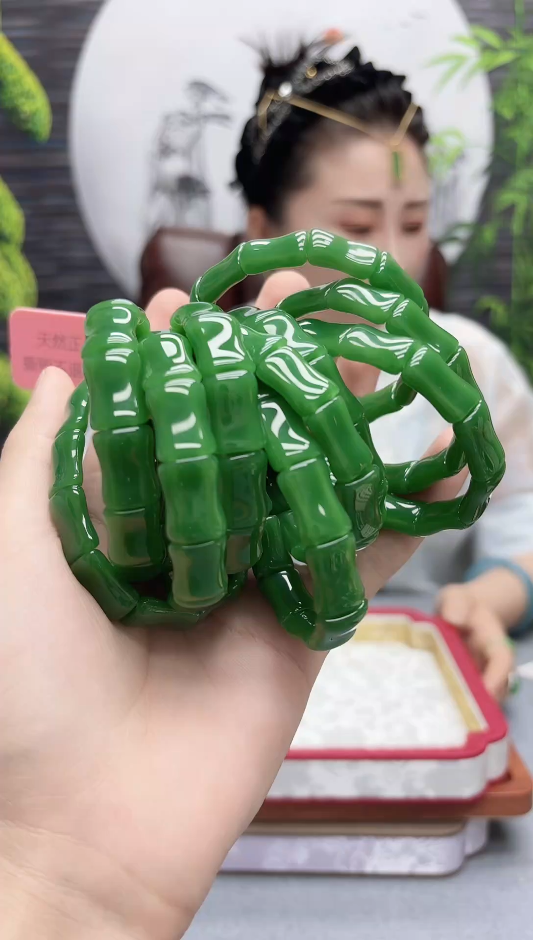 手串未镶嵌和田玉（碧玉）节节高升手牌