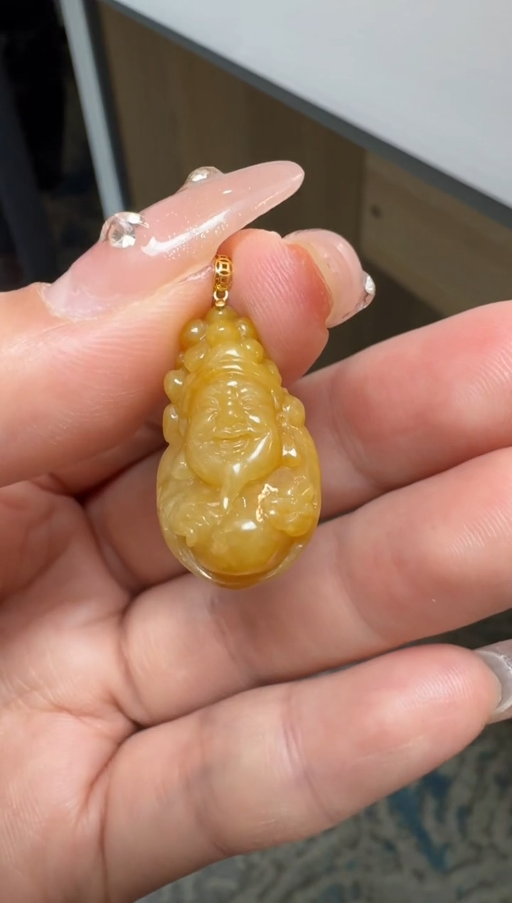 【闪购商品】翡翠颈饰18K金镶嵌缅甸A货翡翠吊坠