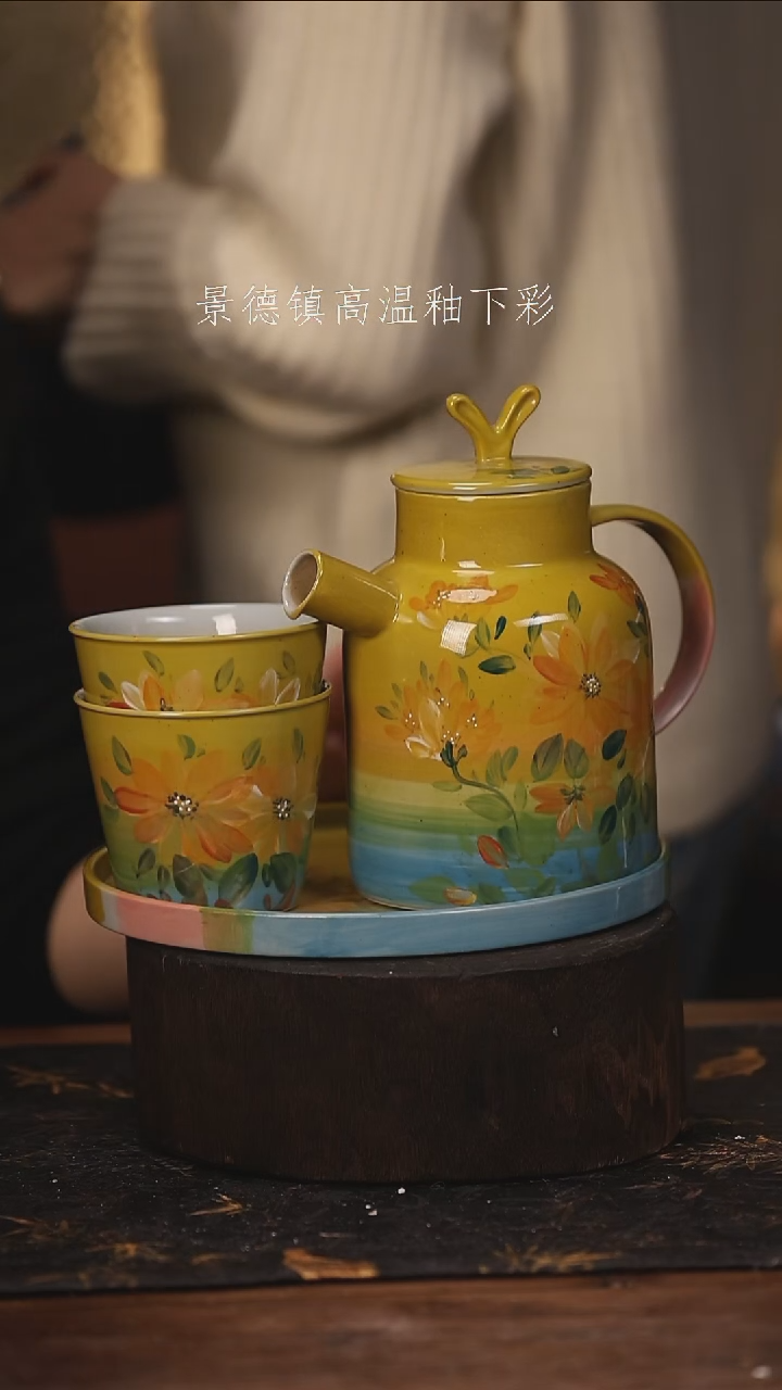 陶瓷景德镇高温釉下手绘陶瓷@L159@