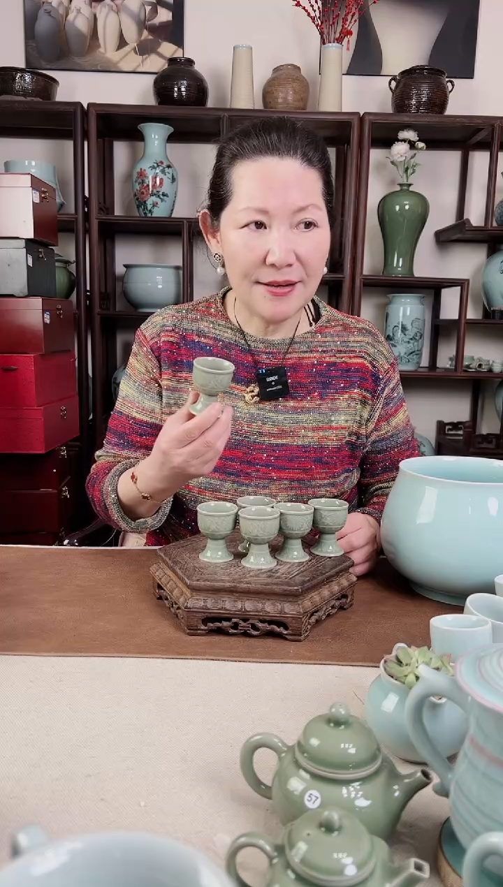 【闪购商品】杯豆青釉 小酒杯6只装