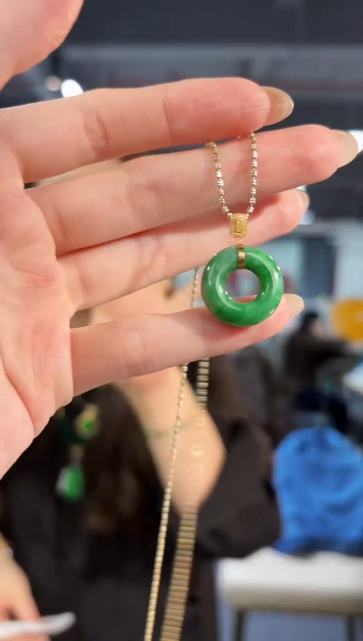 【闪购商品】翡翠吊坠(不含链)18K金镶嵌缅料A货/支持复检/一件