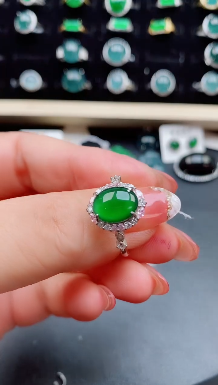 【闪购商品】翡翠戒指银S925镶嵌0850