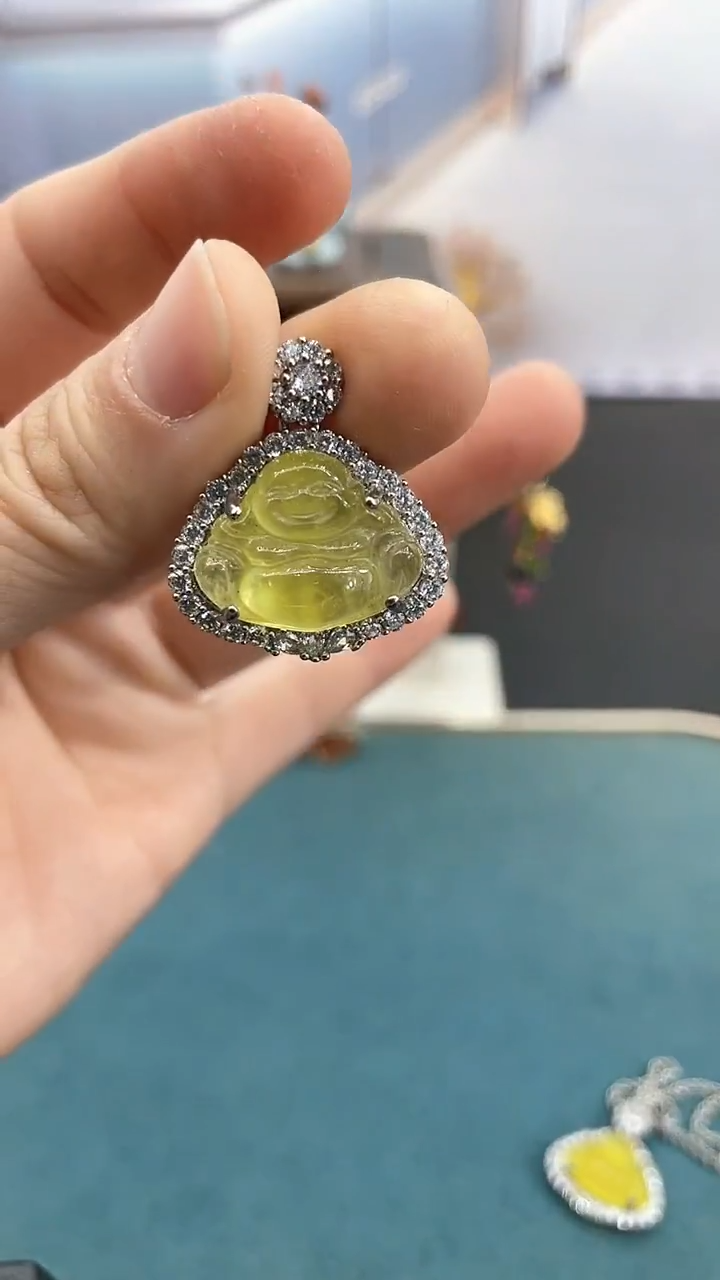 未镶嵌耳坠玛瑙/玉髓黄色佛公