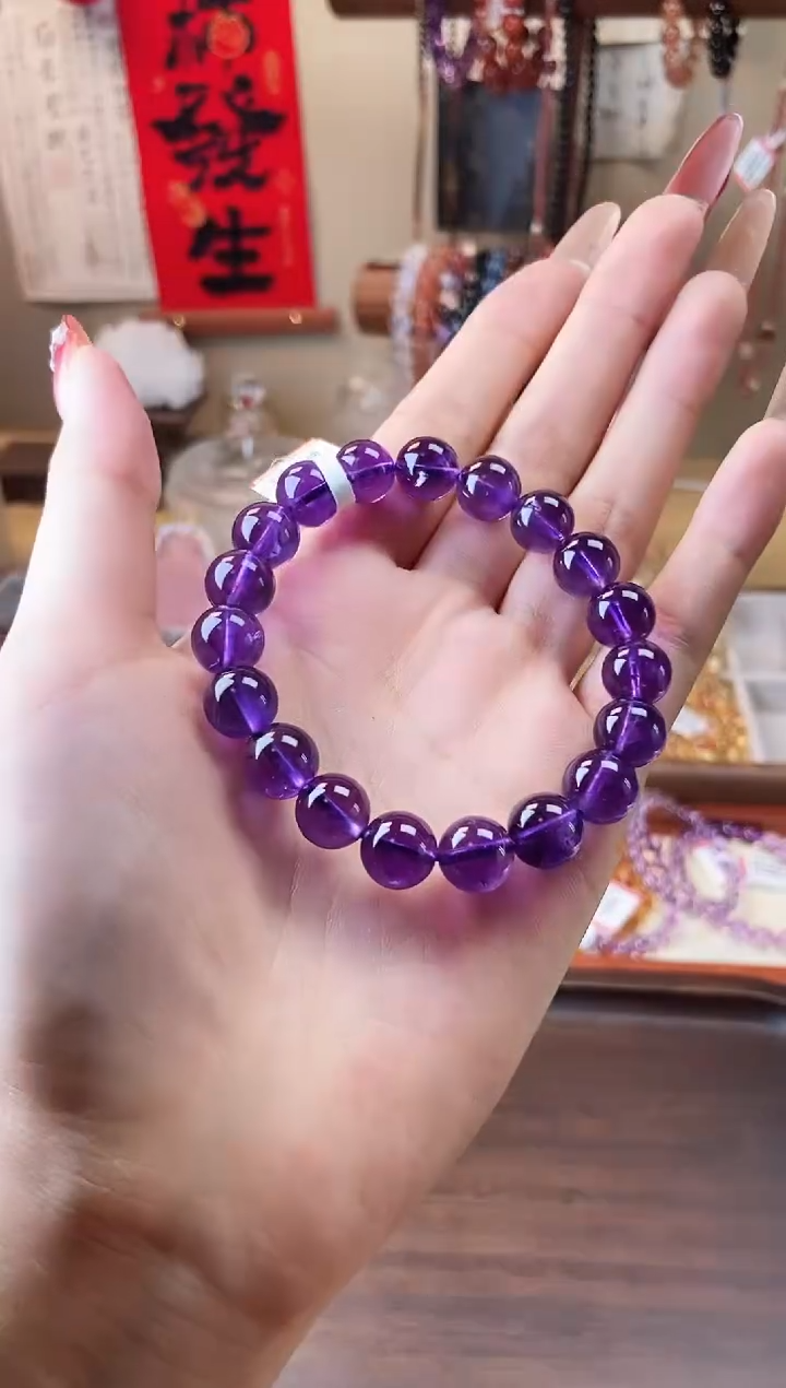 【闪购商品】水晶手链未镶嵌乌拉圭紫水晶10mm