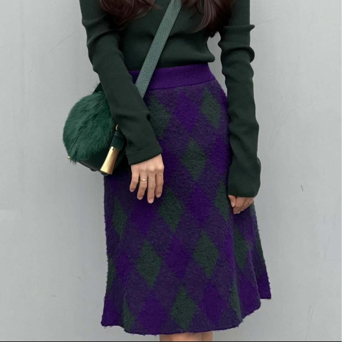 全新未使用 BURBERRY/博柏利 菱形图案羊毛半身裙/XS