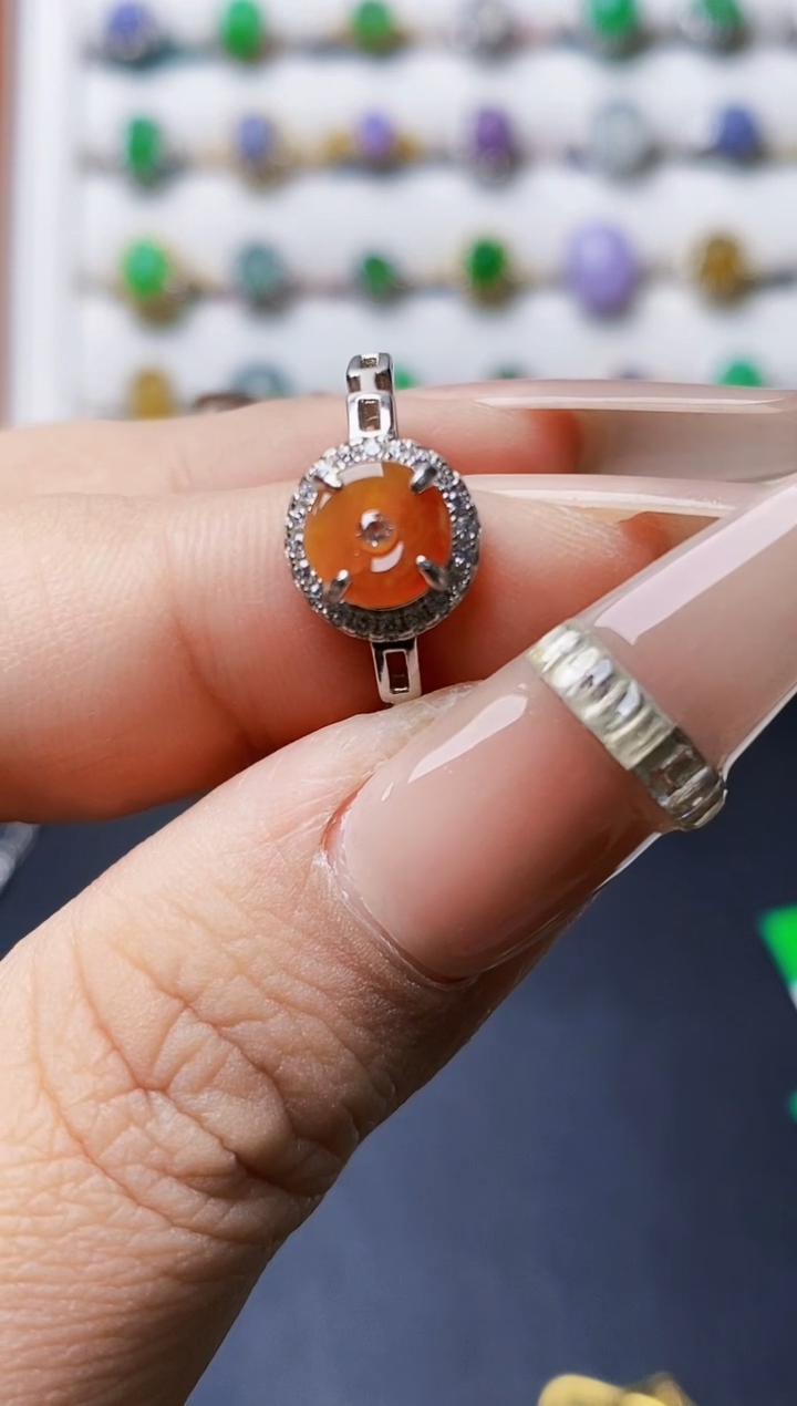 银S925镶嵌戒指翡翠0287