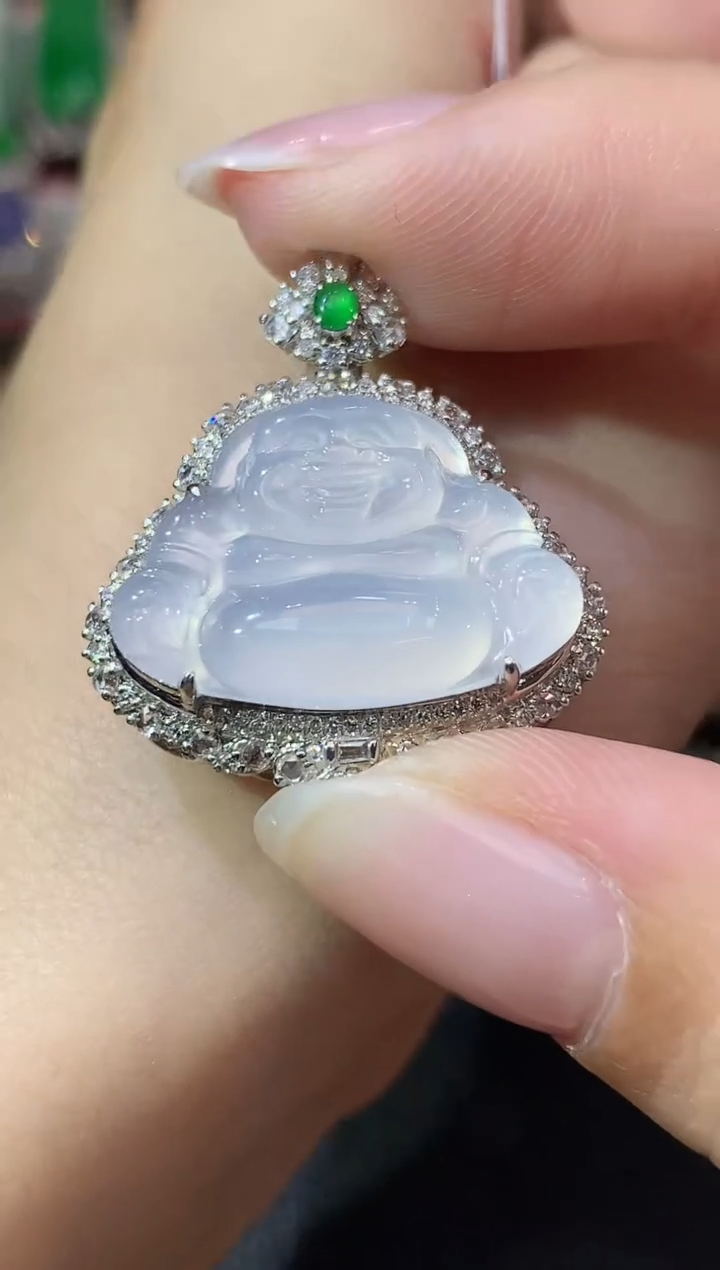 吊坠(不含链)18K金镶嵌翡翠C31