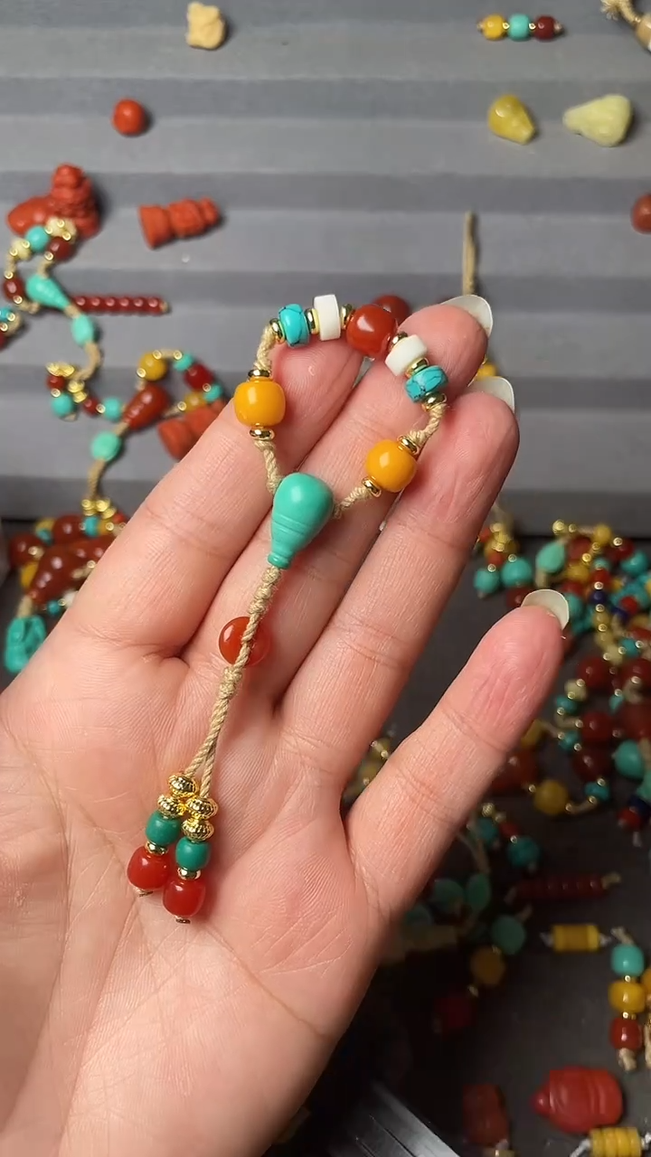 裸石蜜蜡未镶嵌4-7绿三通 蜜蜡腰珠