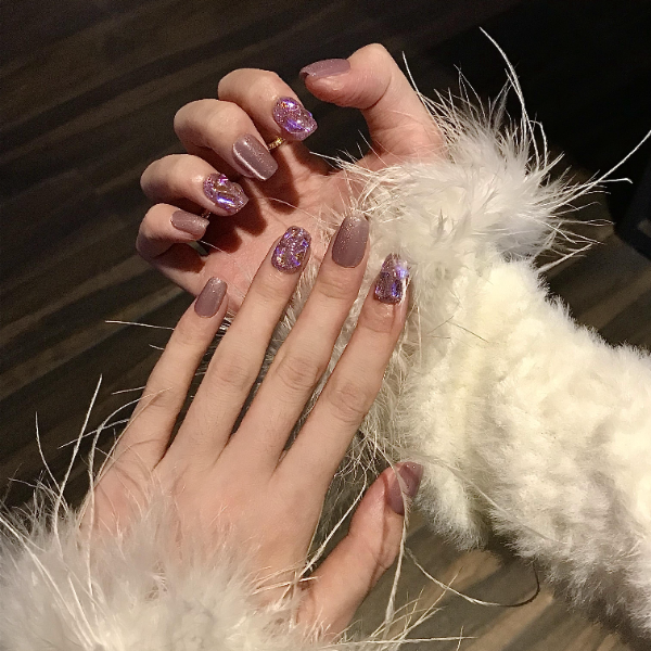 蓝紫钻|2025新款纯手工穿戴甲秋冬高级感猫眼短款新年跨年美甲
