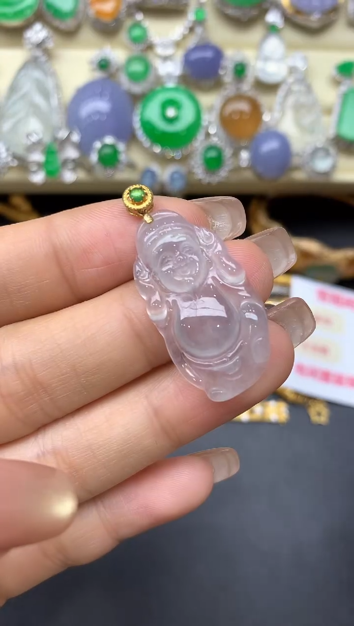 颈饰18K金镶嵌翡翠98-中国好珍宝