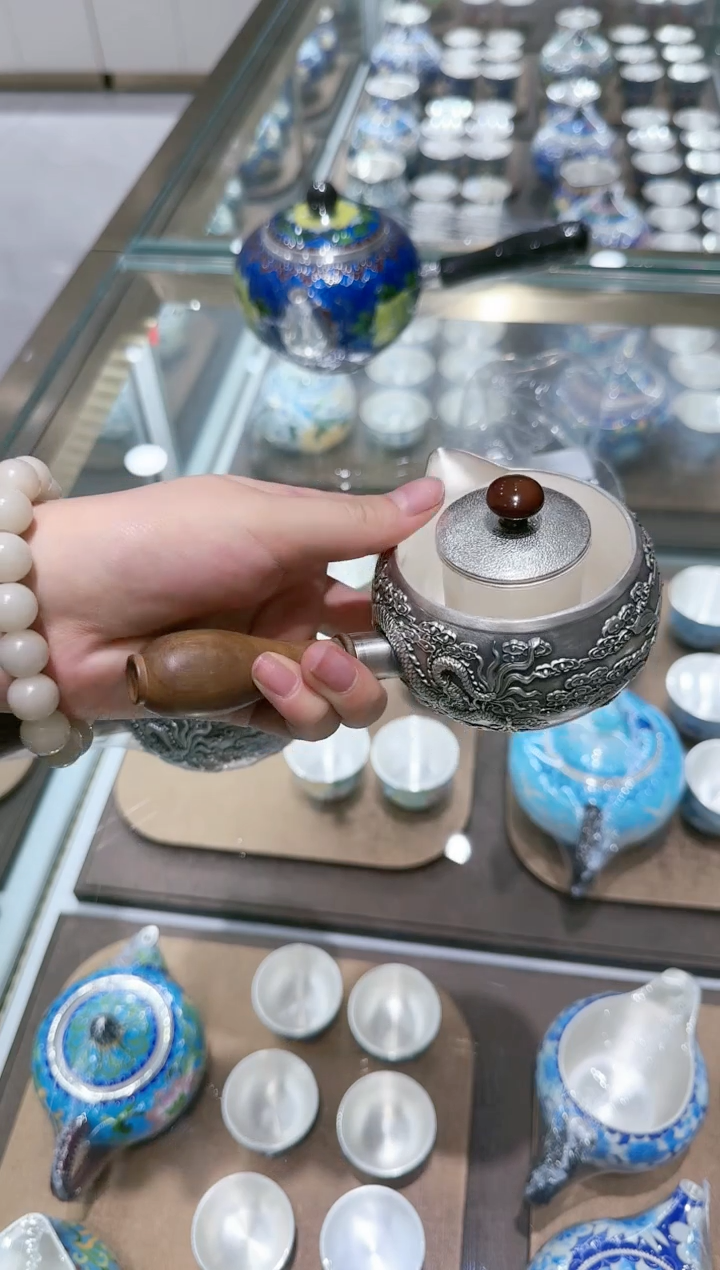 【闪购商品】朝阳福银足银999小侧把泡茶壶约301克