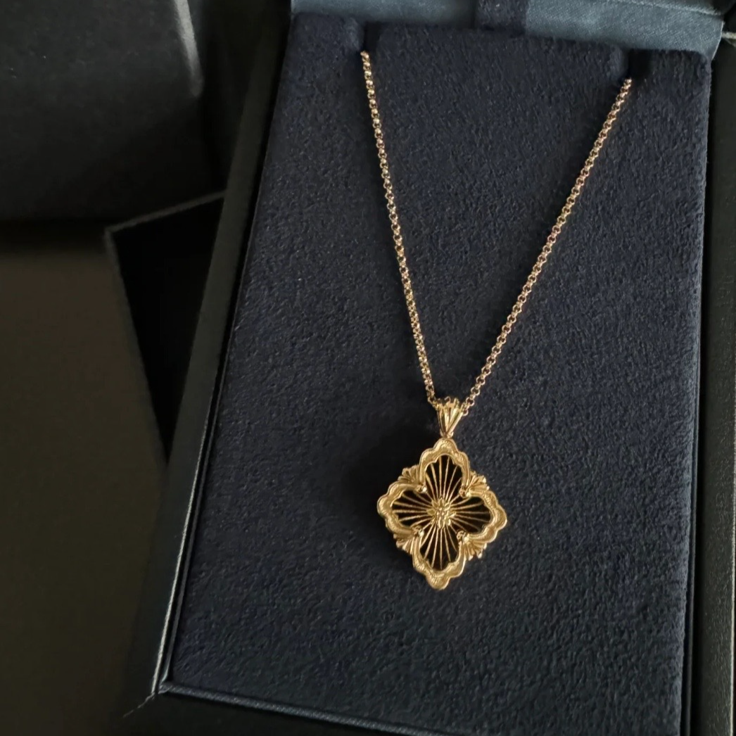 99新  小花6珊 布契拉提 Opera黑珐琅 大号 黄金 项链