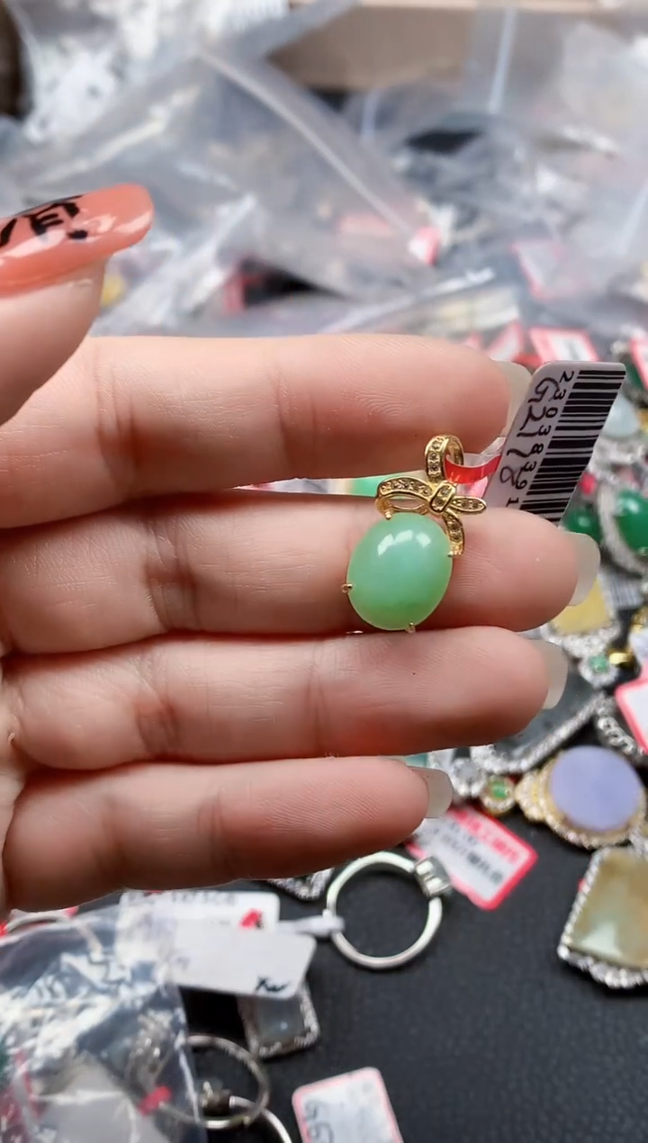 银S925镶嵌戒指翡翠天然A货缅甸翡翠