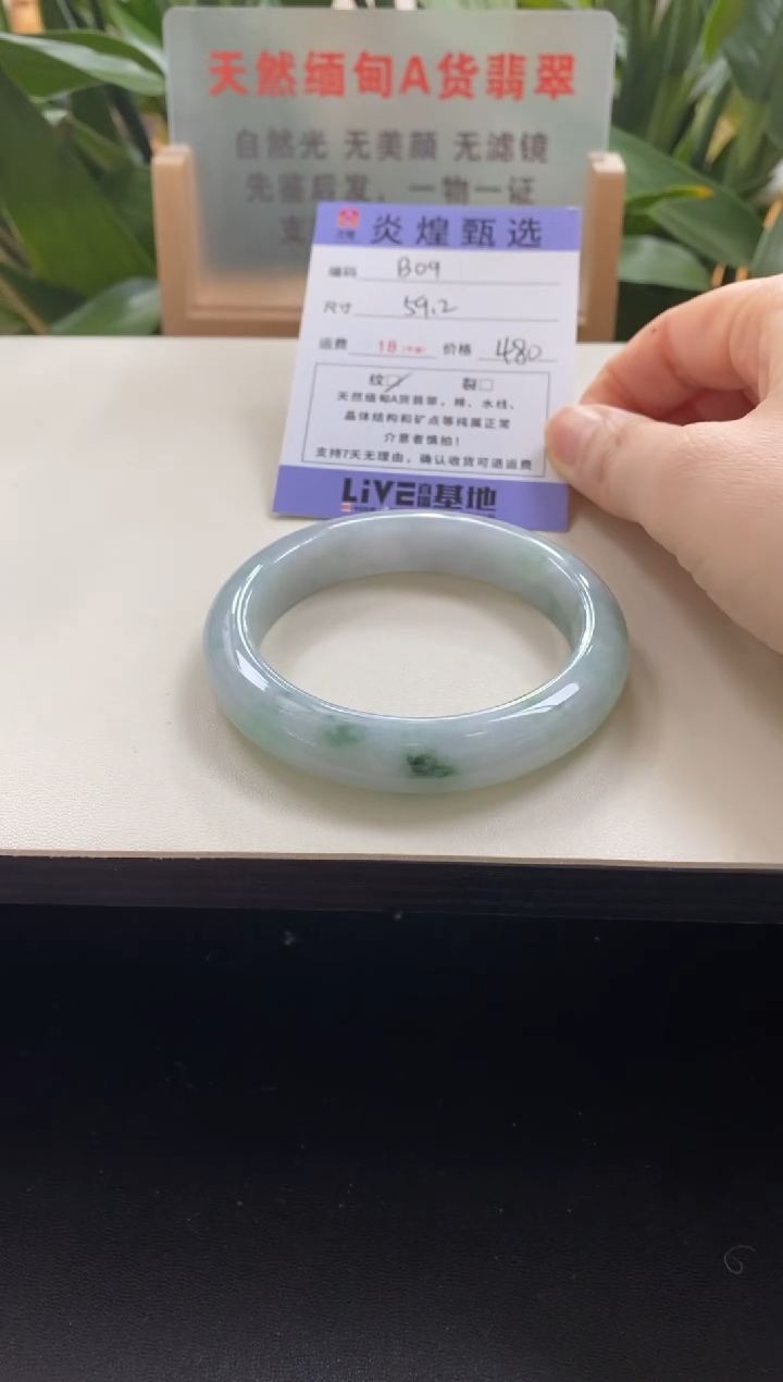 未镶嵌手镯翡翠圈口59.4编码b09