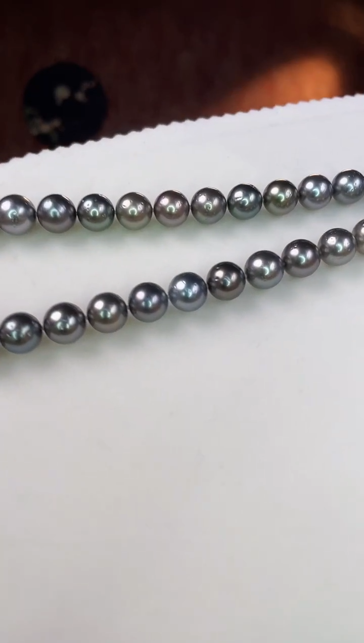 【闪购商品】海水珍珠项链银S925镶嵌铂金灰10-12mm