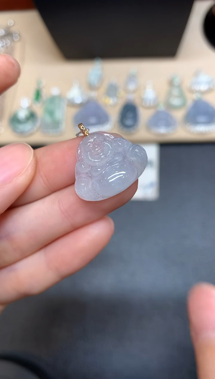 【闪购商品】翡翠颈饰18K金镶嵌佛公【无服务费多样性发其一