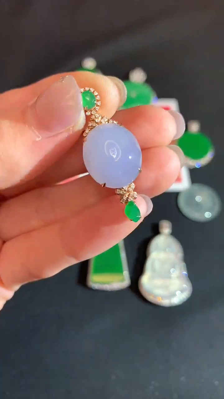 【闪购商品】翡翠18K金镶嵌吊坠(不含链)不退不换|3980+0