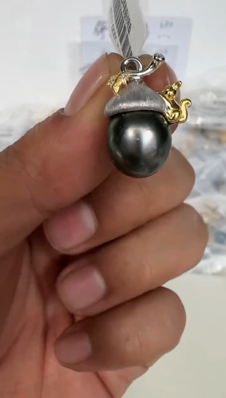 颈饰银S925镶嵌海水珍珠吊坠