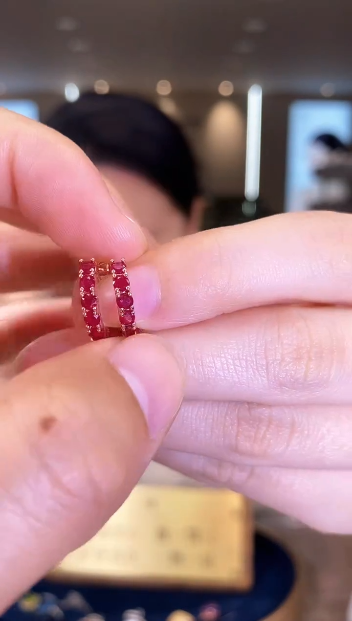 【闪购商品】红宝石耳饰银S925镶嵌09