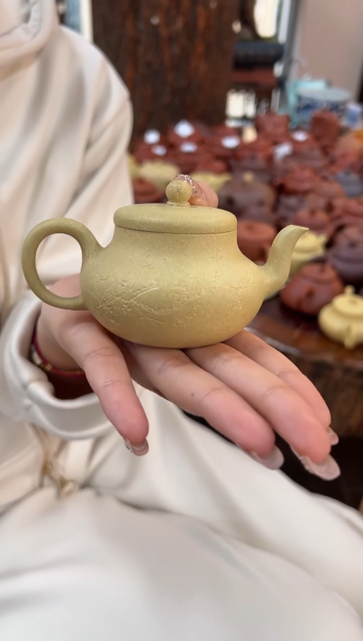 【闪购商品】紫砂茶壶【头哥手工壶】君德本绿刻绘