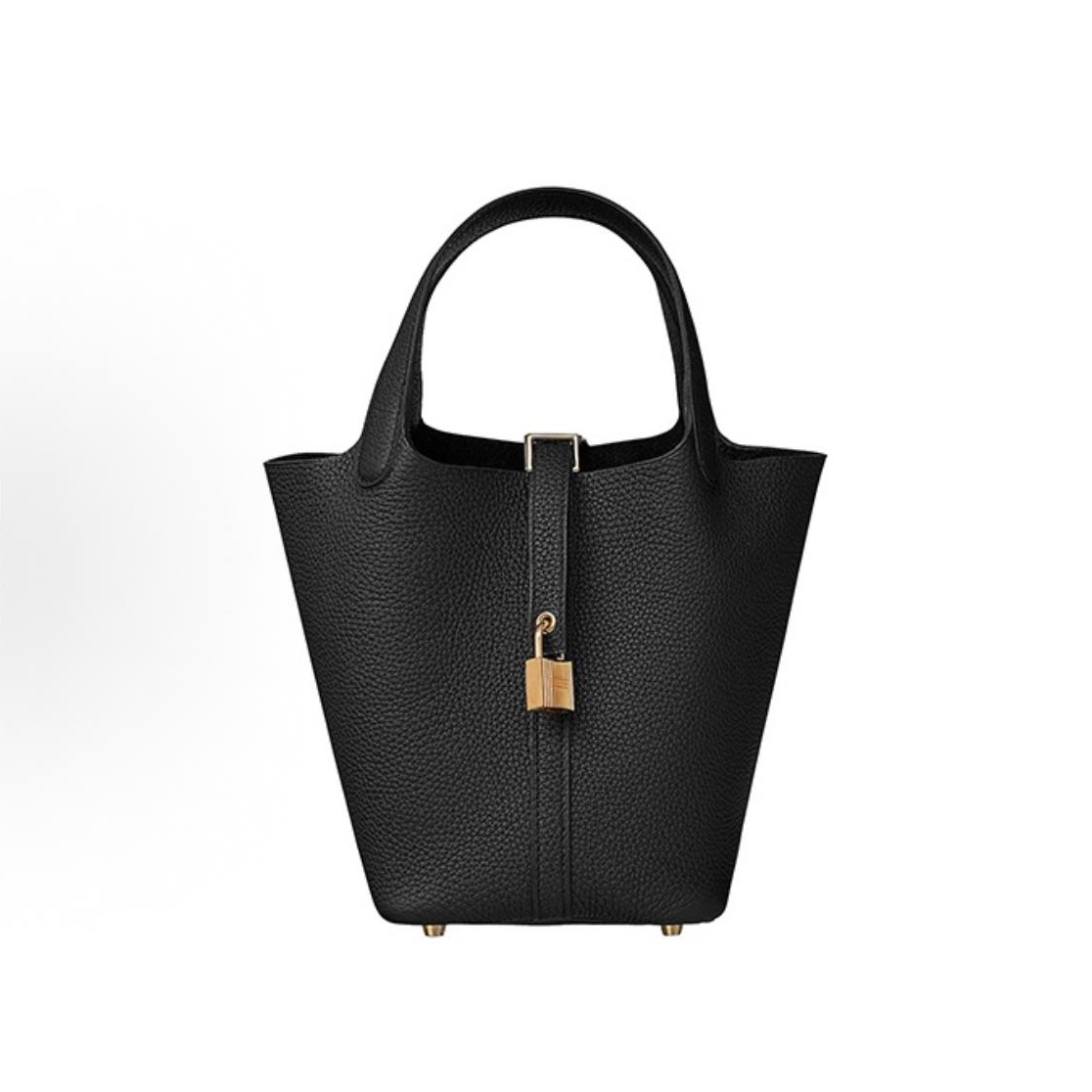 99新 Hermes/爱马仕 爱马仕菜篮子18黑色金扣/银扣