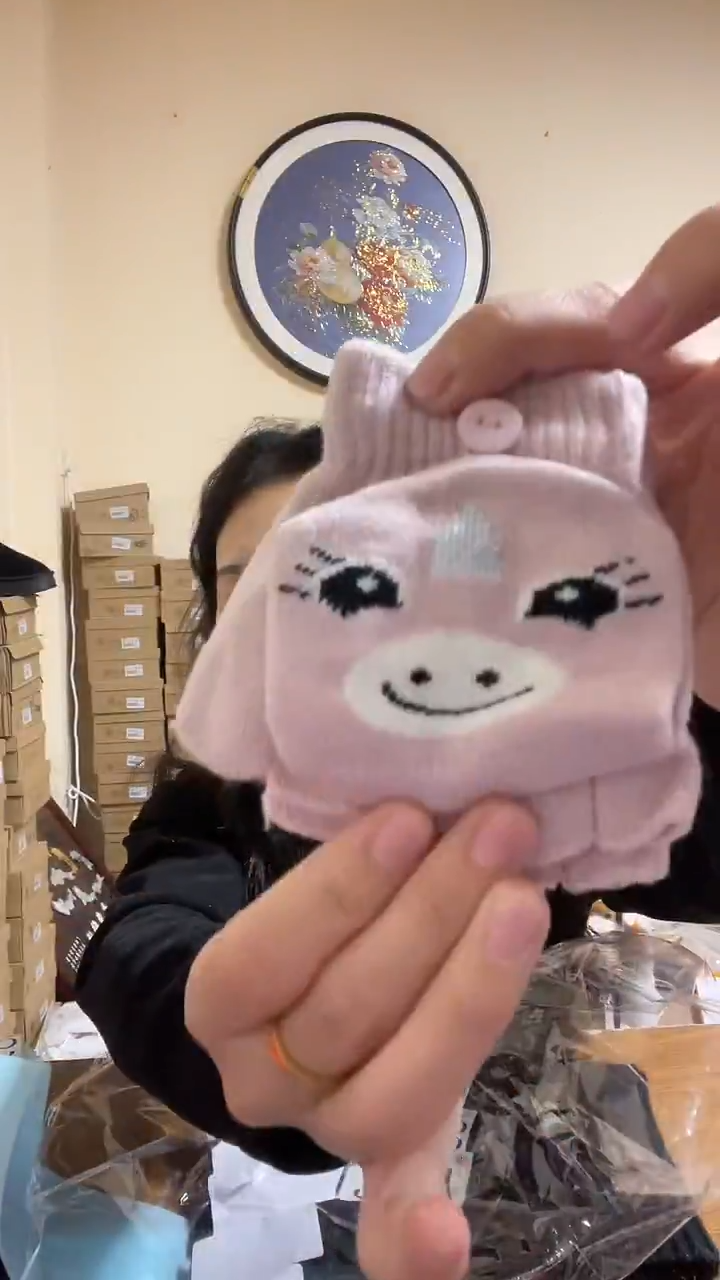 棉粉色独角兽3到六岁手套