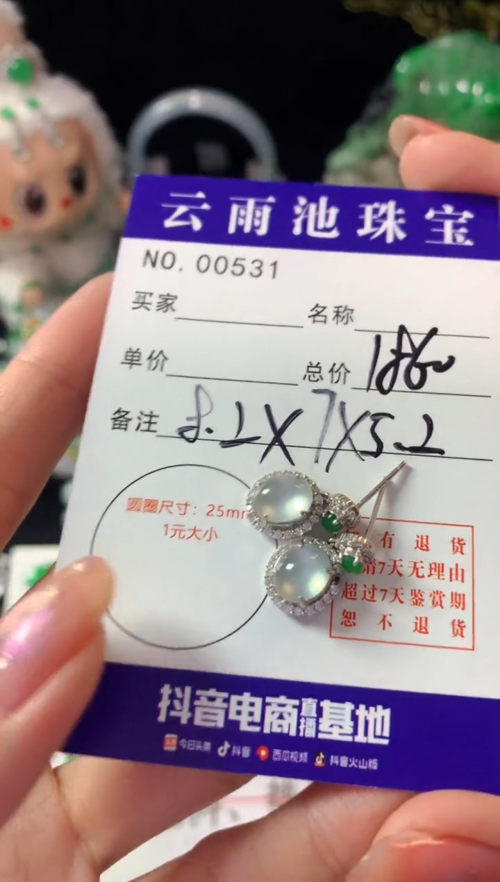 银S925镶嵌翡翠耳饰翡翠