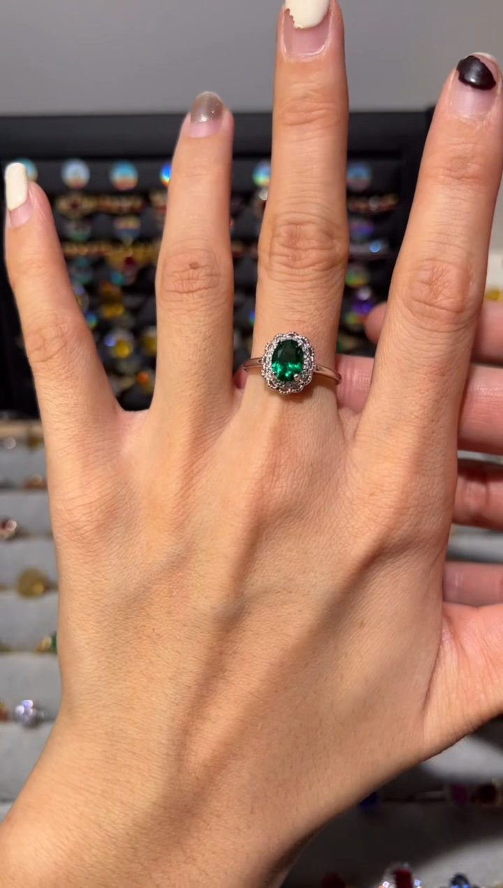 【闪购商品】祖母绿戒指银S925镶嵌486434123