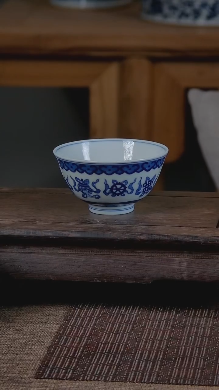 折葵非器手工手绘八宝鸡心杯