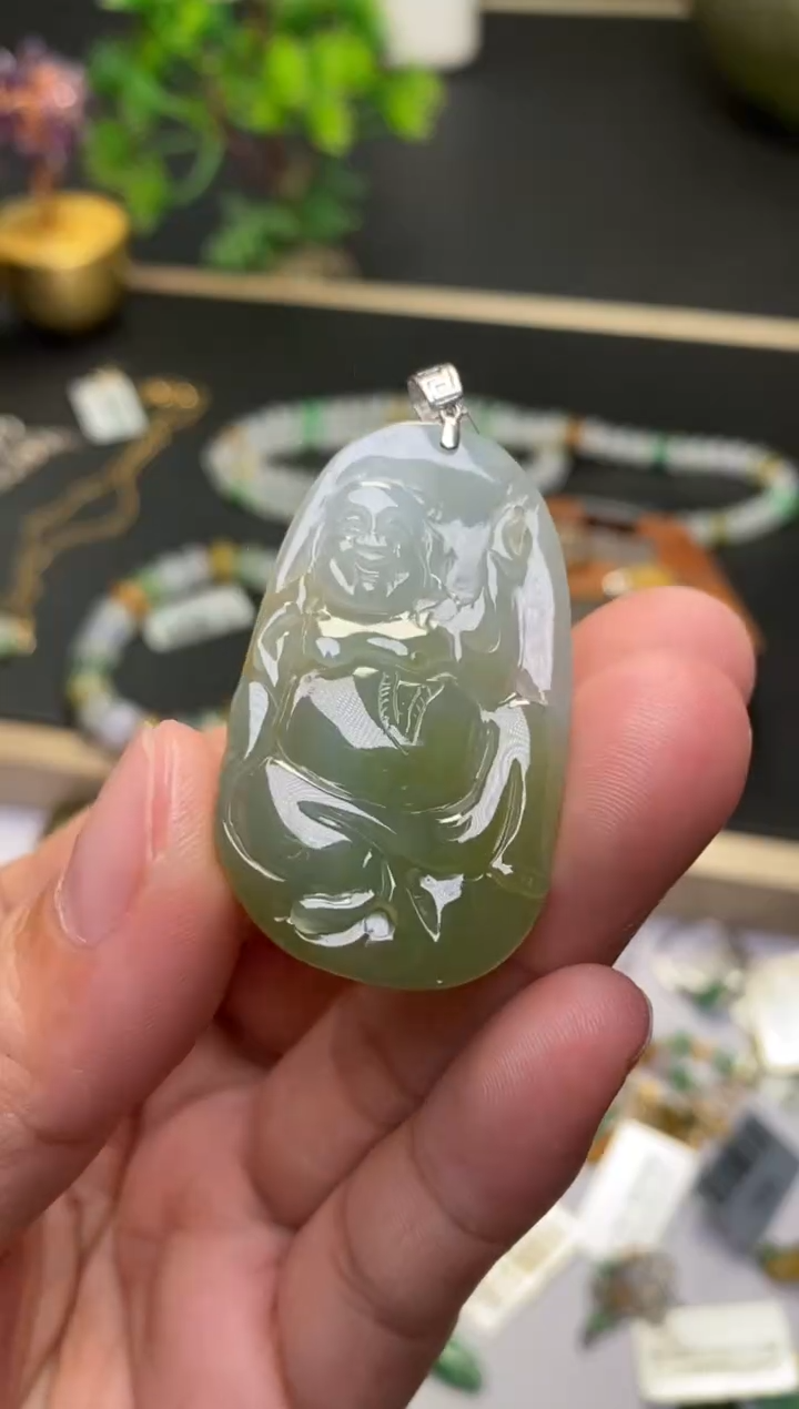 颈饰18K金镶嵌翡翠净货30909