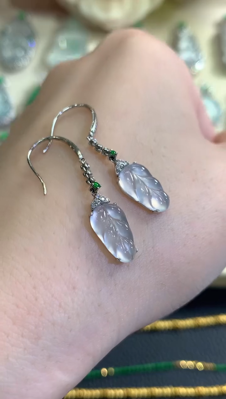 18K金镶嵌翡翠耳饰秋日珠宝W32