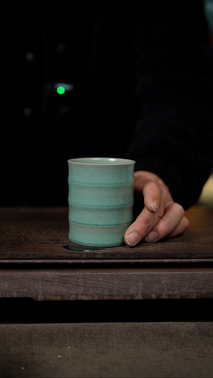 【闪购商品】杯仿古翡翠绿竹节杯微瑕