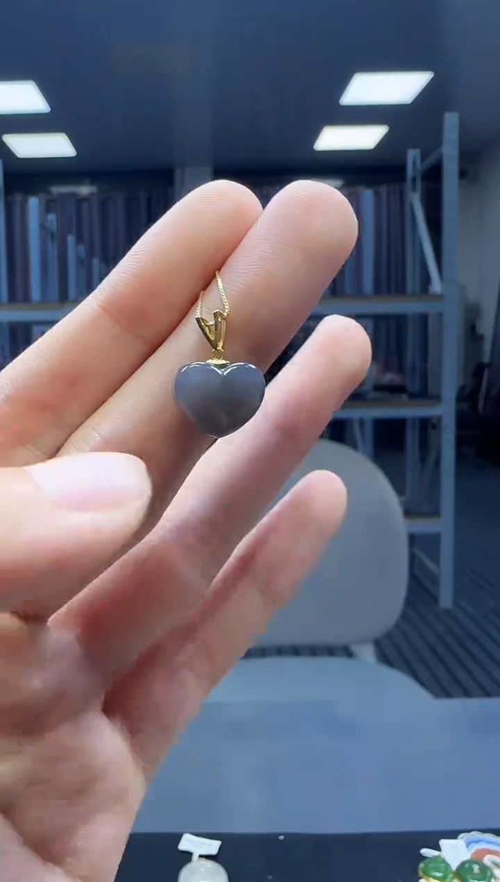 和田玉18K金镶嵌挂件 不含链