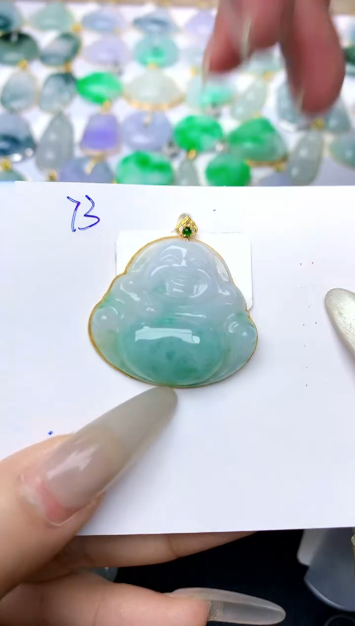 【闪购商品】翡翠颈饰18K金镶嵌天然A货翡翠