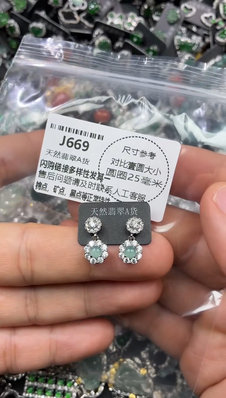 颈饰未镶嵌翡翠J669耳钉