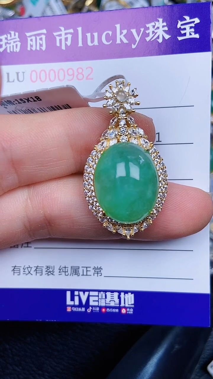 颈饰银S925镶嵌翡翠0982