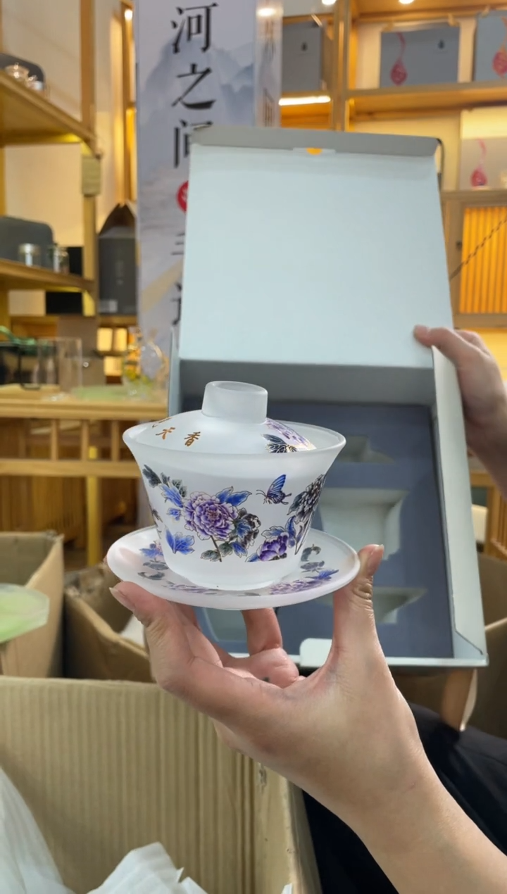 手工艺品玻璃牡丹琉璃套组啊啊