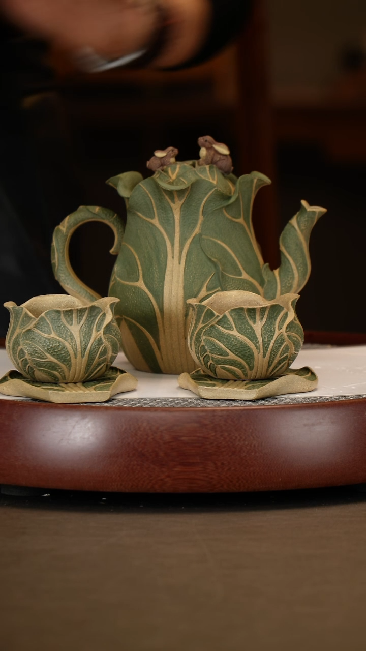 【闪购商品】紫砂茶壶【高建芳】青灰段坐地生财套组 500CC