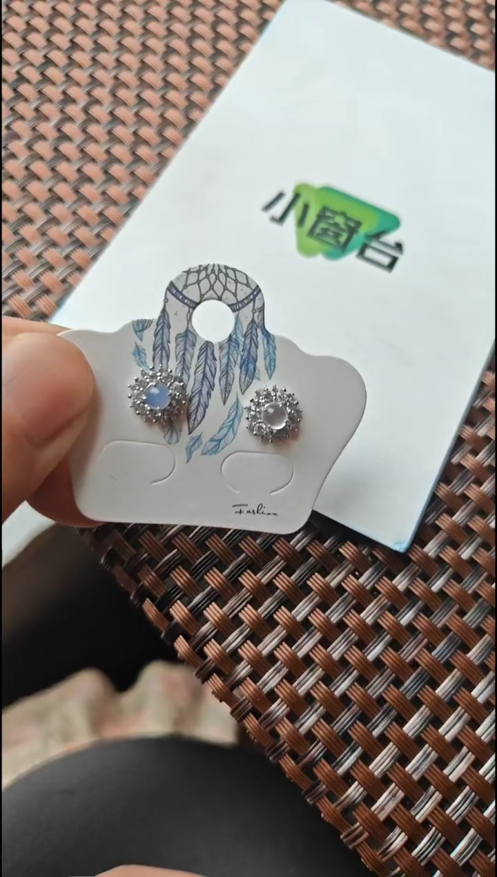 【闪购商品】翡翠耳饰银S925镶嵌翡翠耳饰S925银镶嵌