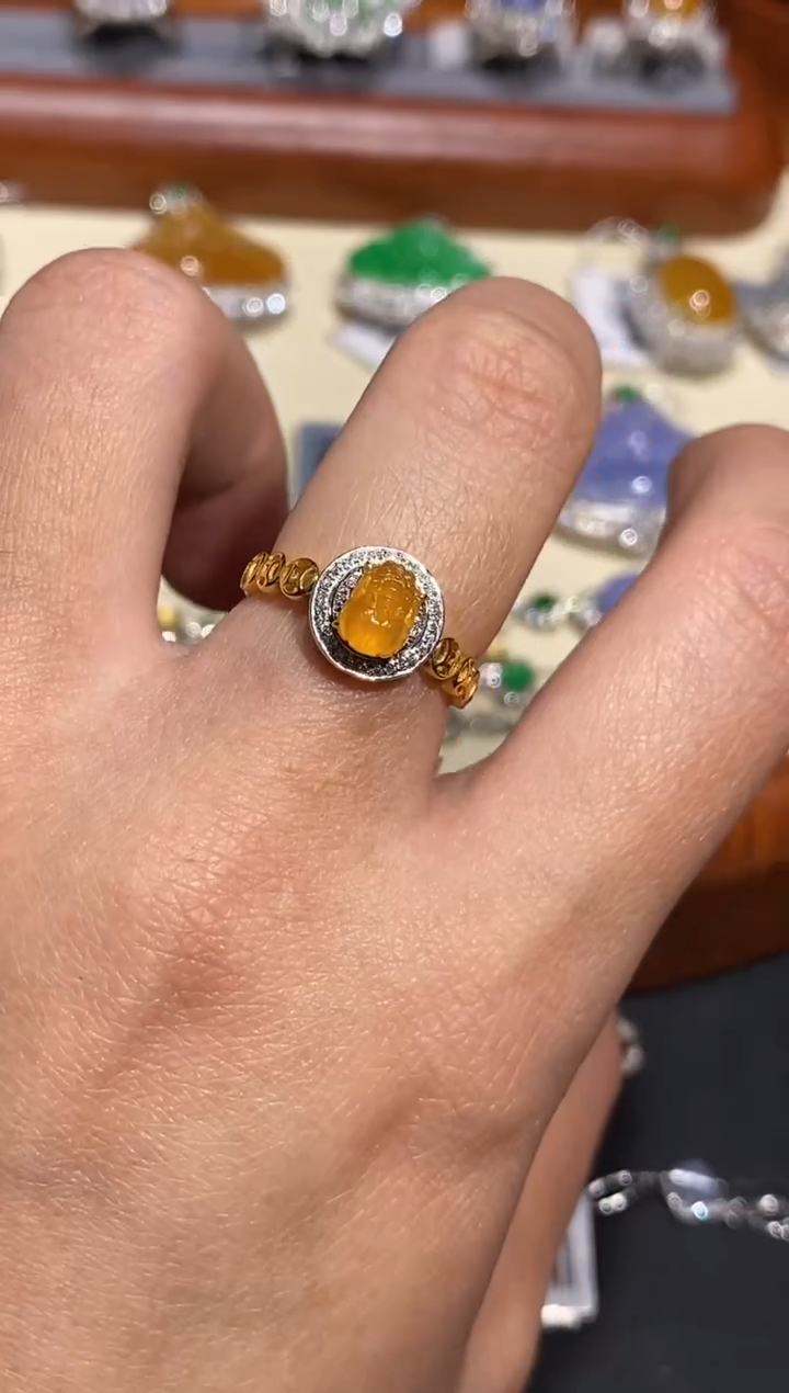 【闪购商品】翡翠戒指18K金镶嵌戒指