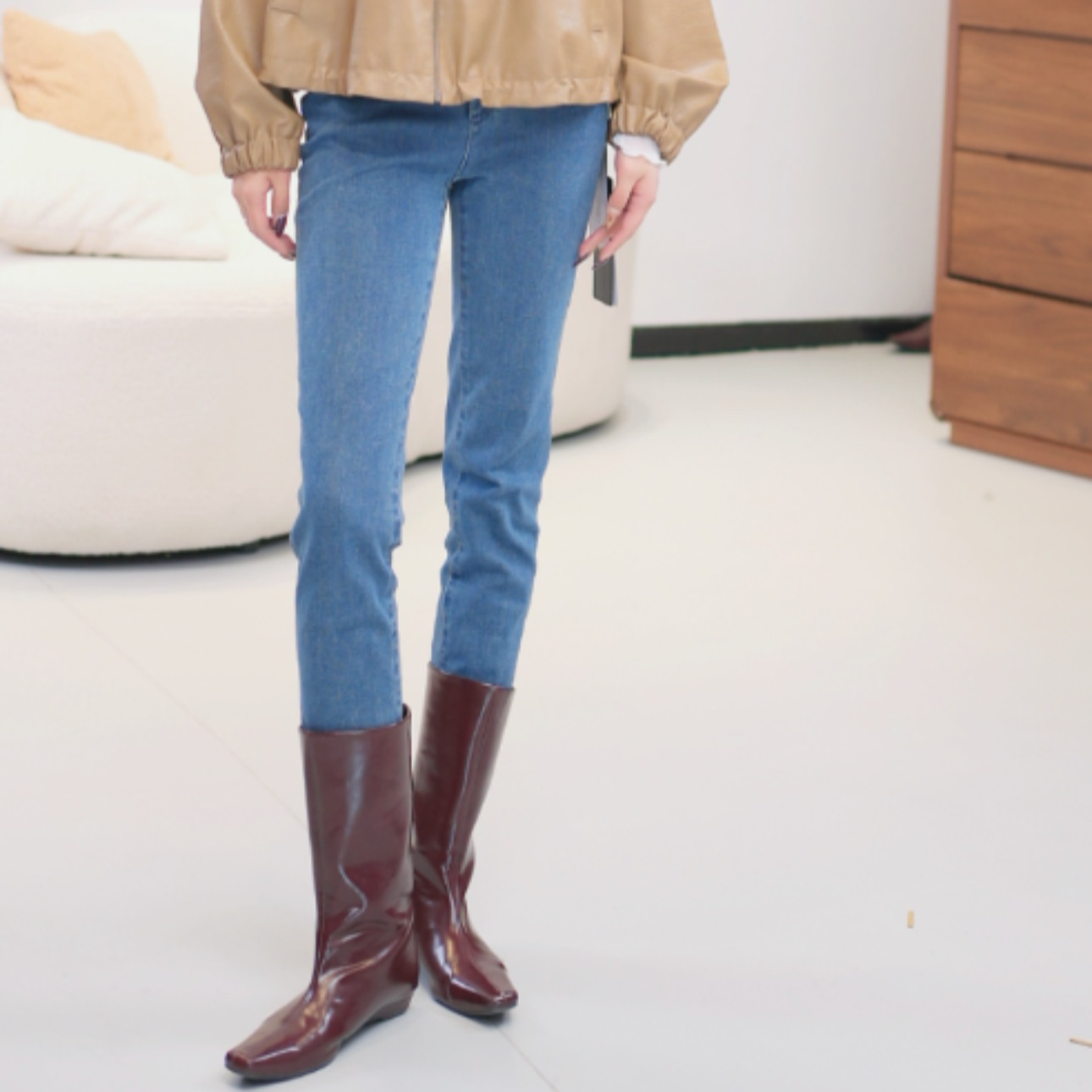 limil/丽米儿 新款时尚小脚裤设计感阶梯裤经典黑910019