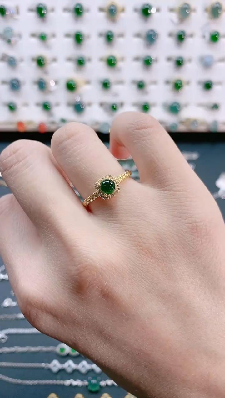 【闪购商品】翡翠戒指银S925镶嵌天然翡翠