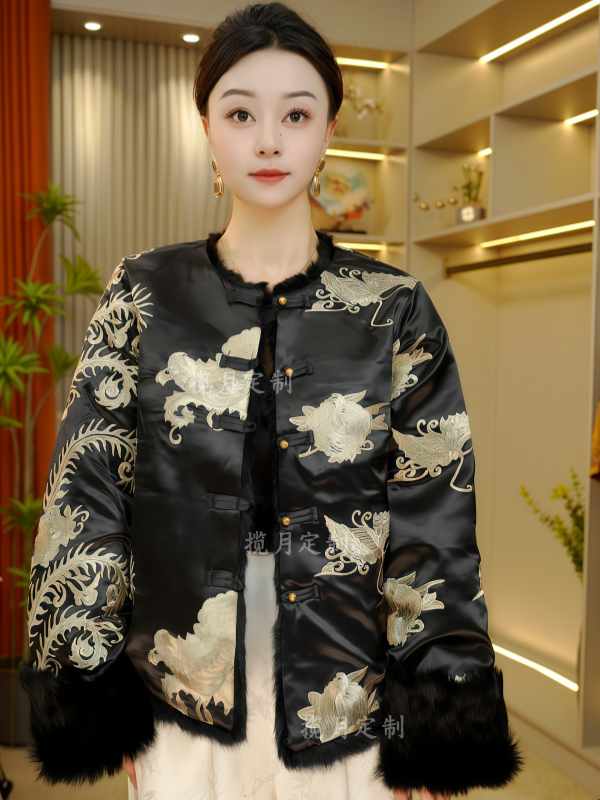 【怡颜】2026早春新款女装上衣长袖显瘦时尚修身唐装新中式双面