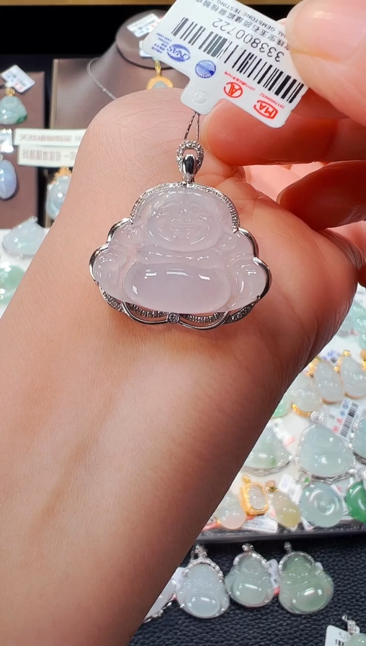 【闪购商品】翡翠吊坠(不含链)18K金镶嵌佛公吊坠722
