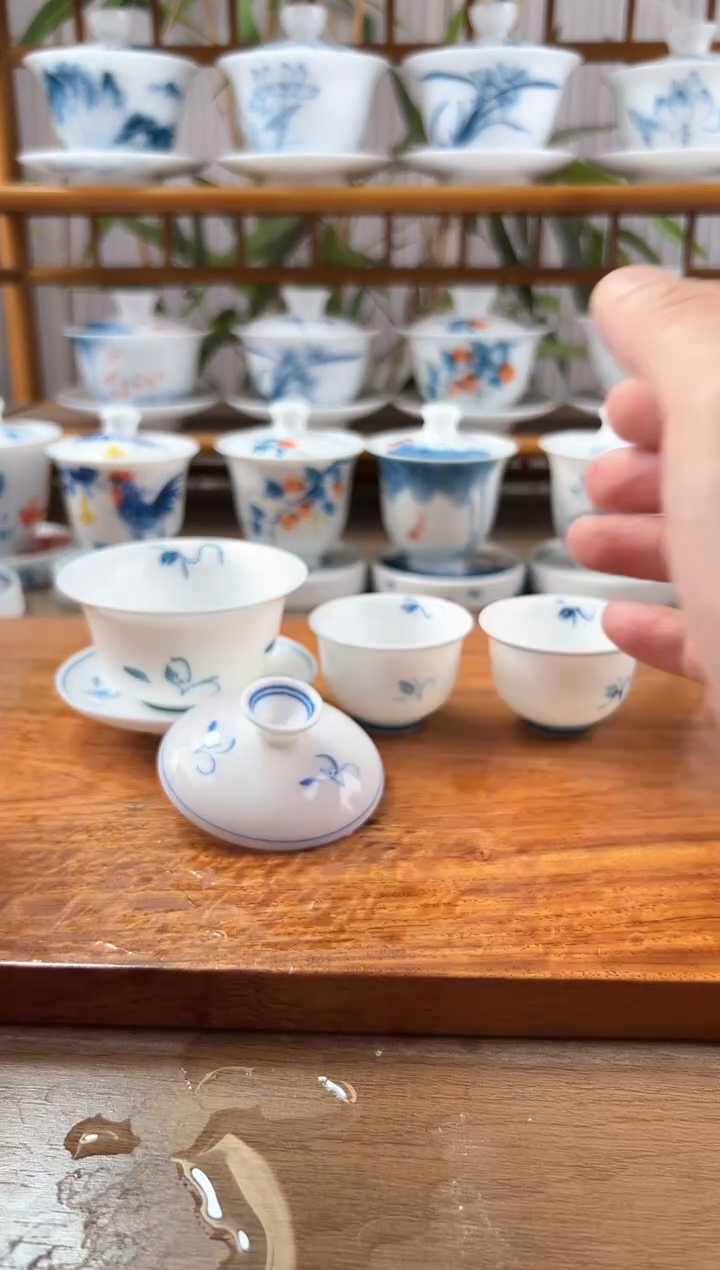 微瑕玉兰80ml三才盖碗+美人杯2个