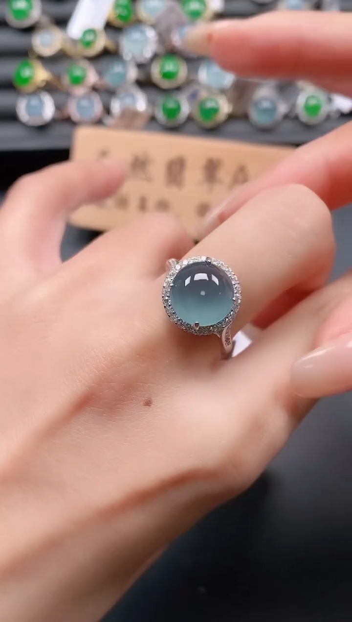 银S925镶嵌戒指翡翠11