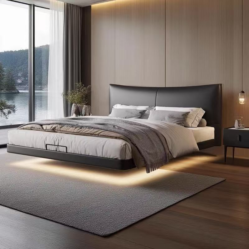 席梦思悬浮床意式极简皮床网红双人床主卧大床婚床皮床软包床