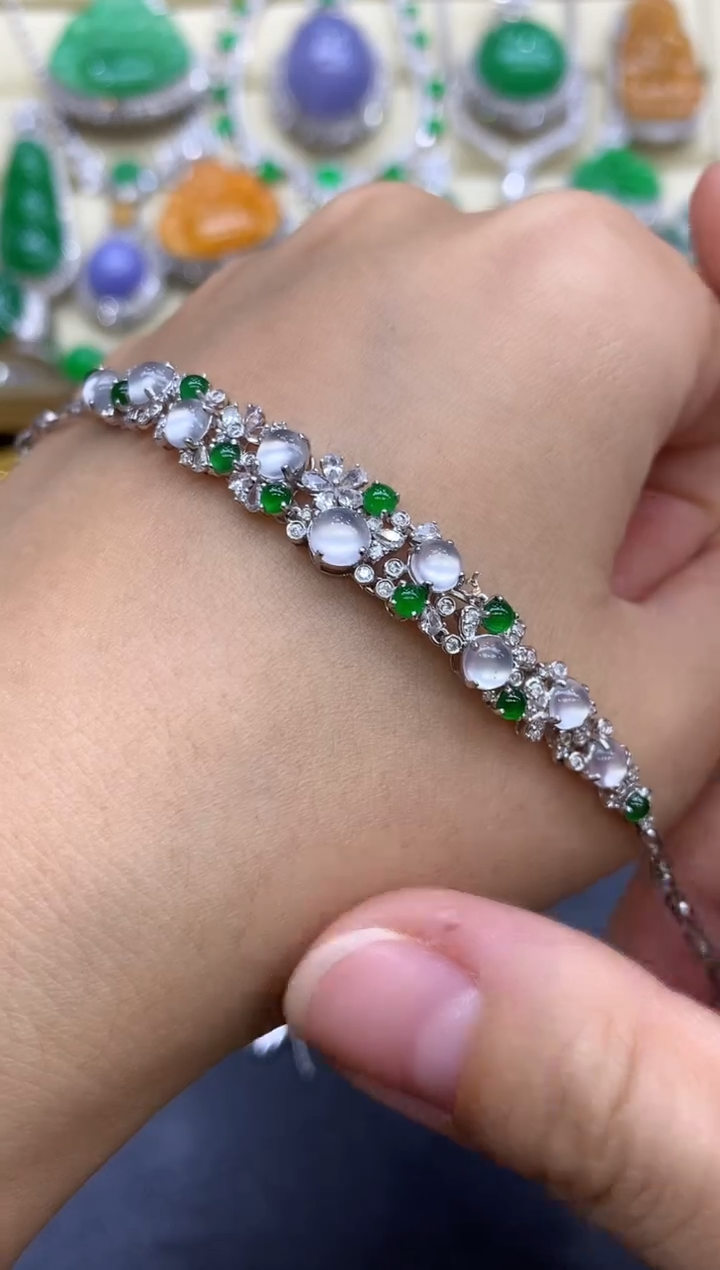 18K金镶嵌手链翡翠489-中国好珍宝